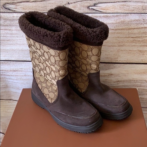 Coach Shoes - COACH Sherman Signature Suede Boots